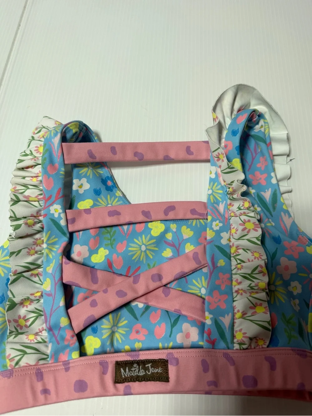 Matilda Jane Girls Floral Activewear Set Size 6 Crop Top & Leggings